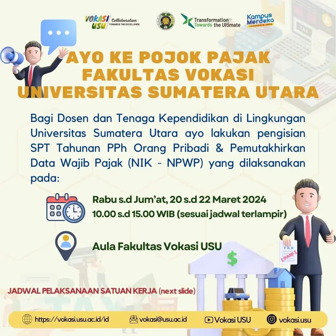 Announcement of Tax Corner Services at the Faculty of Vocational Education, Universitas Sumatera Utara
